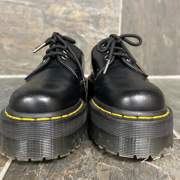 Dr Martens Platform 1461 Quad Black Leather Lace Up Shoes Womens 6 USM - Picture 4 of 8